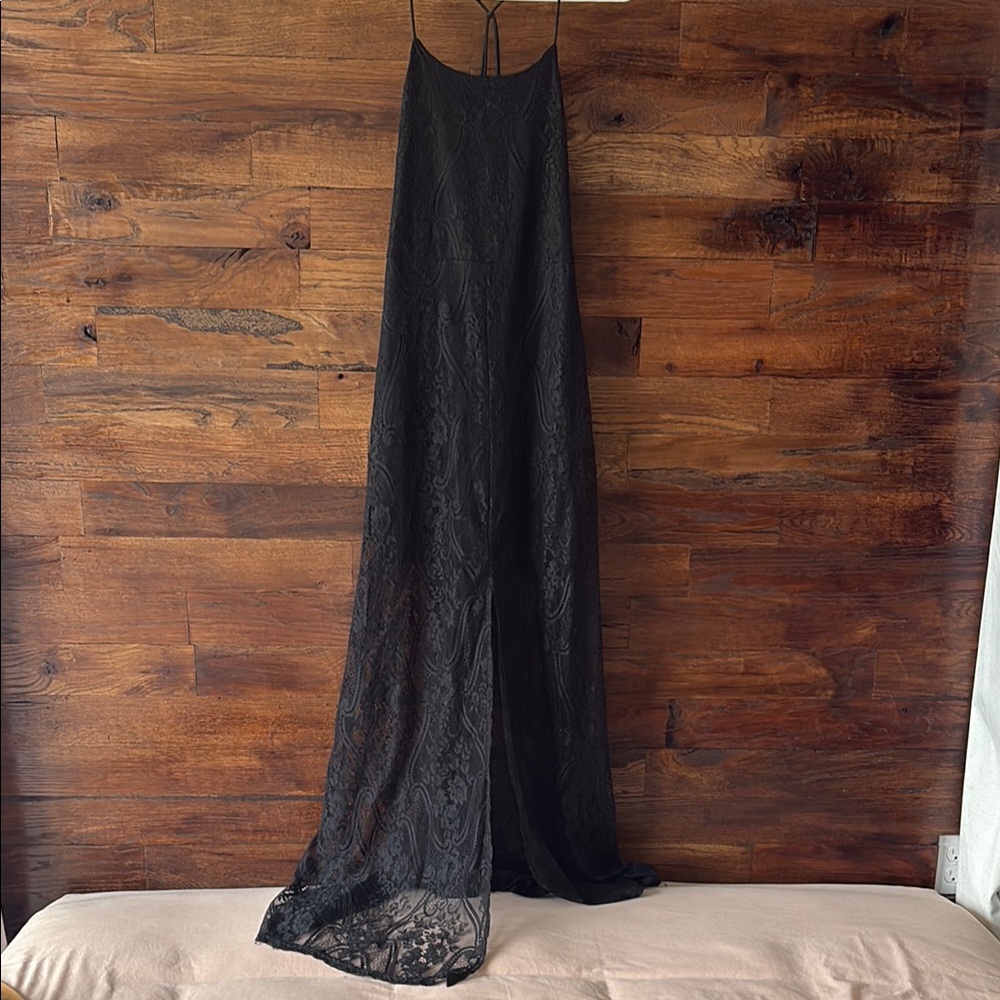 fab'rik Black Lace Maxi Dress